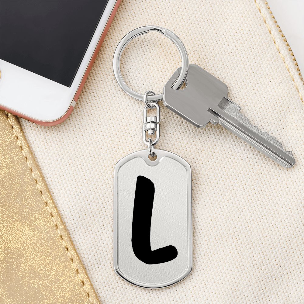 Initial L v1b - Luxury Dog Tag Keychain