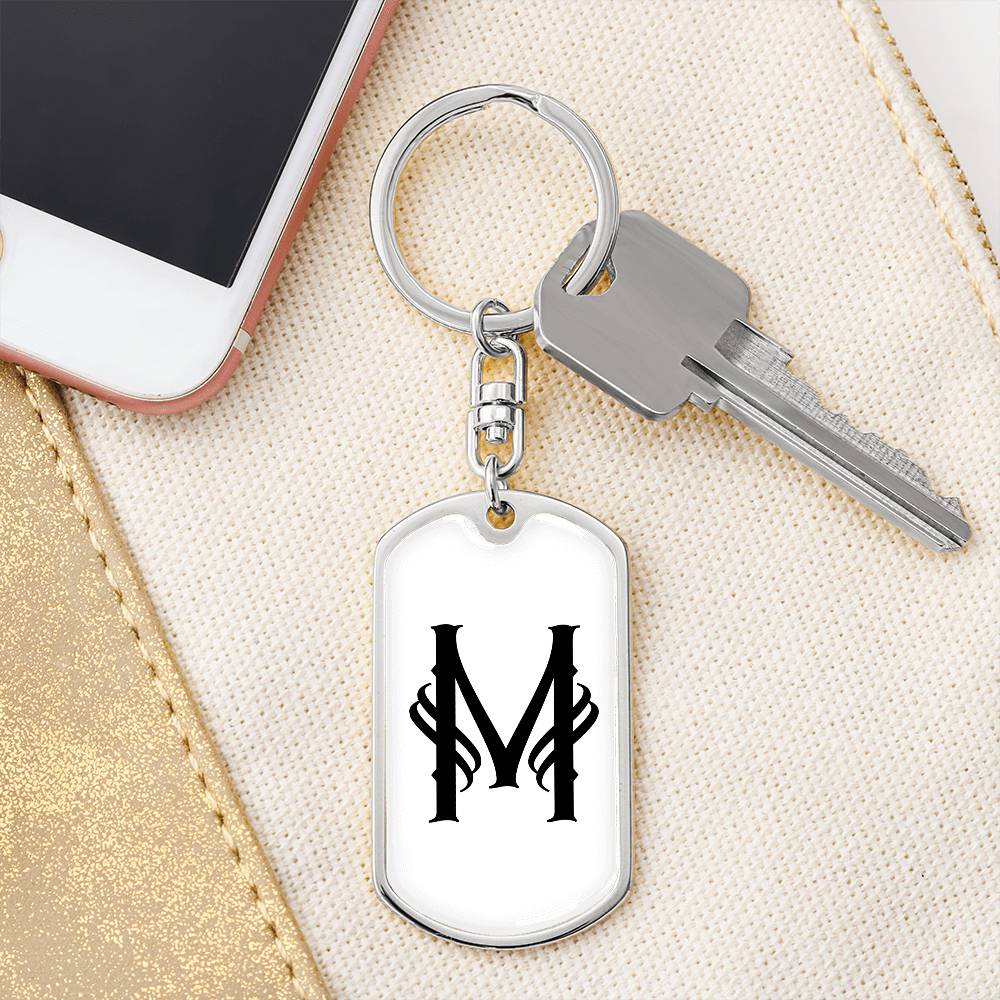 Initial M v001-14 - Luxury Dog Tag Keychain