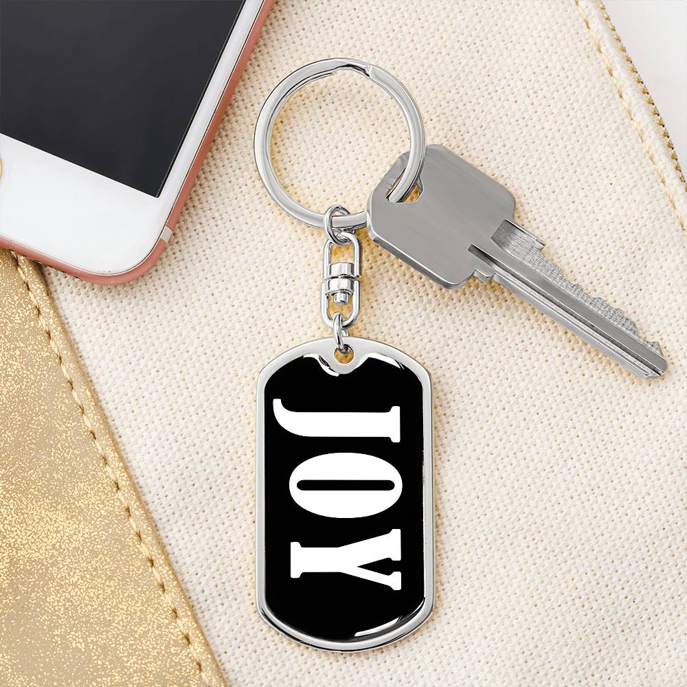 Joy v01w - Luxury Dog Tag Keychain