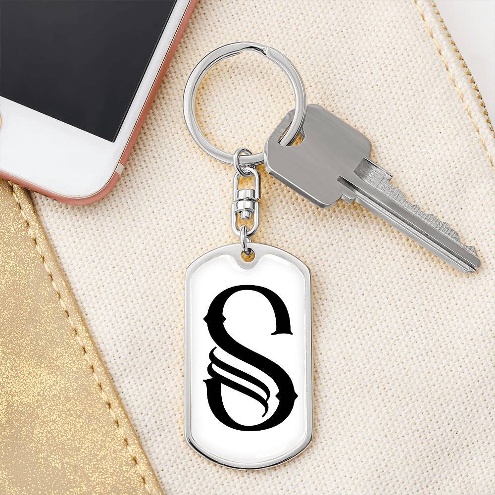 Initial S v001-14 - Luxury Dog Tag Keychain