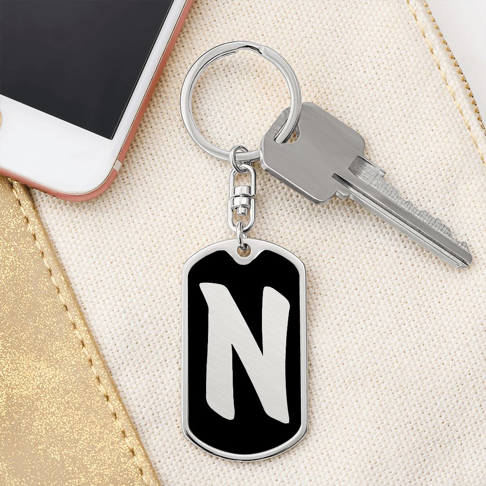 Initial N v2b - Luxury Dog Tag Keychain