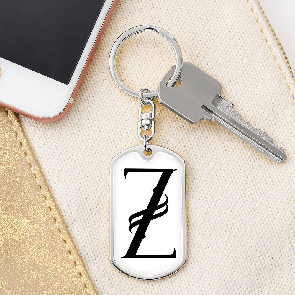 Initial Z v001-14 - Luxury Dog Tag Keychain