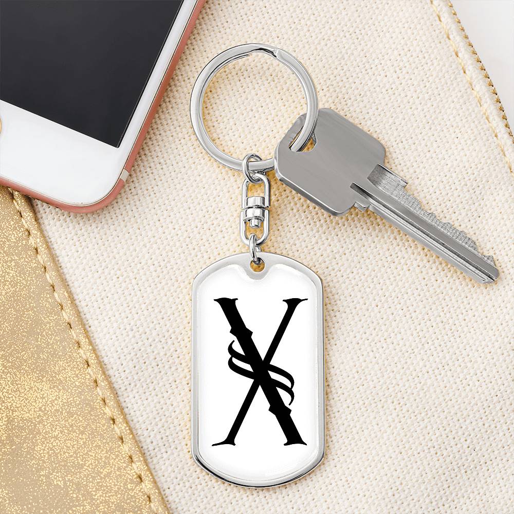 Initial X v001-14 - Luxury Dog Tag Keychain