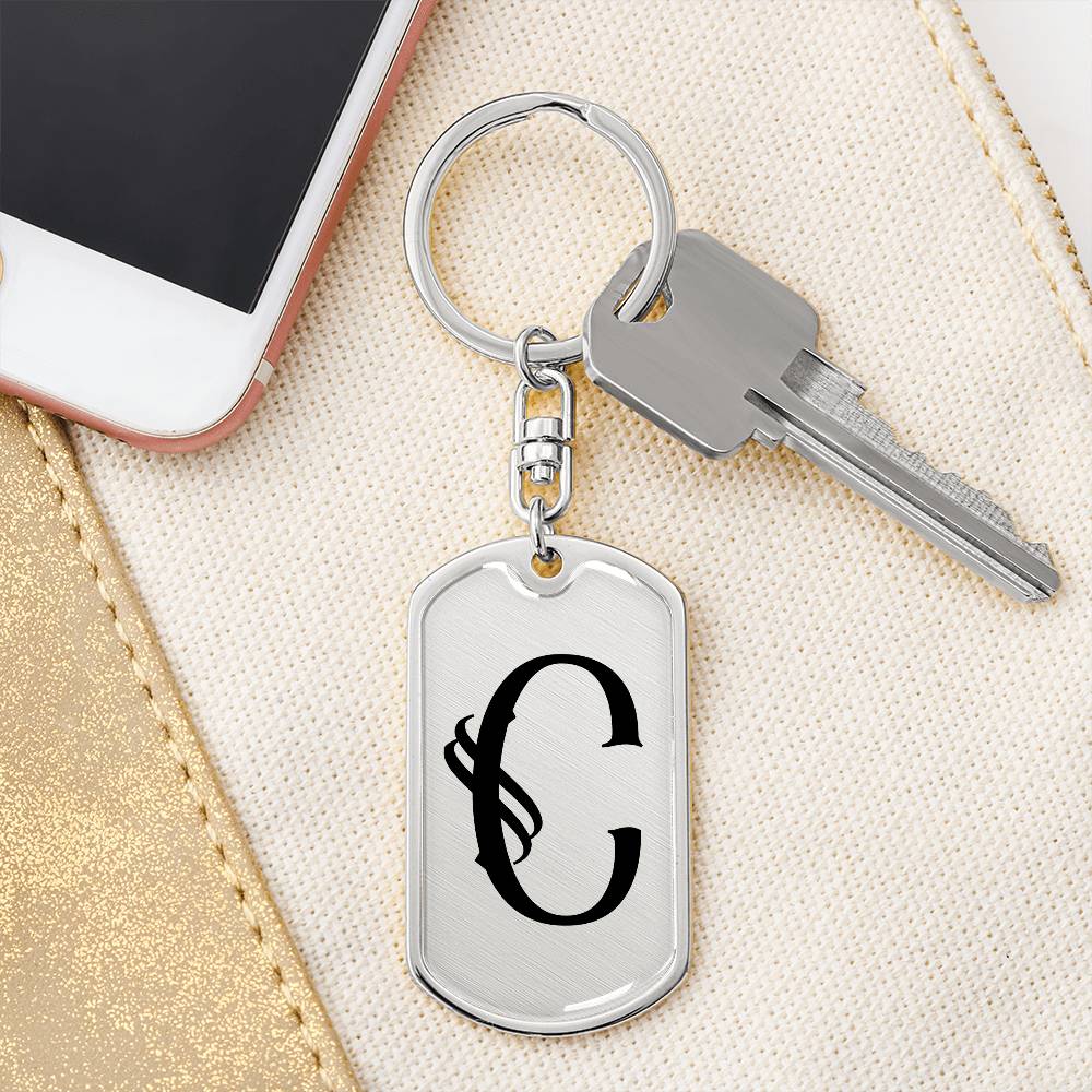 Initial C v001-11 - Luxury Dog Tag Keychain