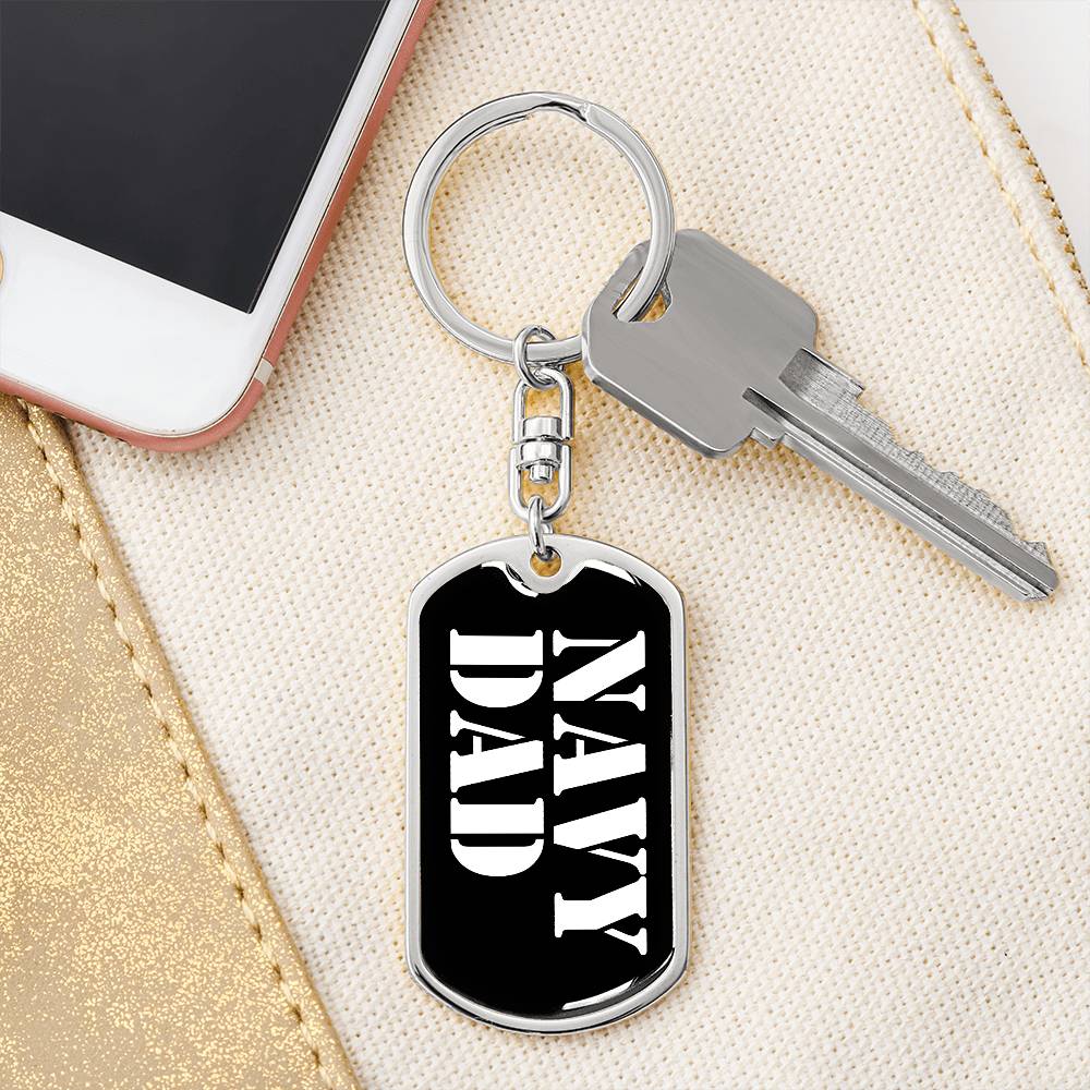 Navy Dad v3 - Luxury Dog Tag Keychain