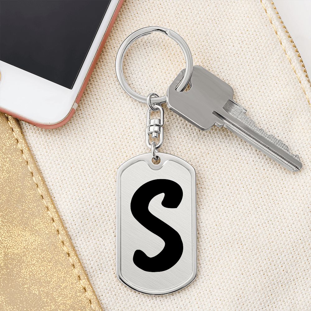 Initial S v1b - Luxury Dog Tag Keychain