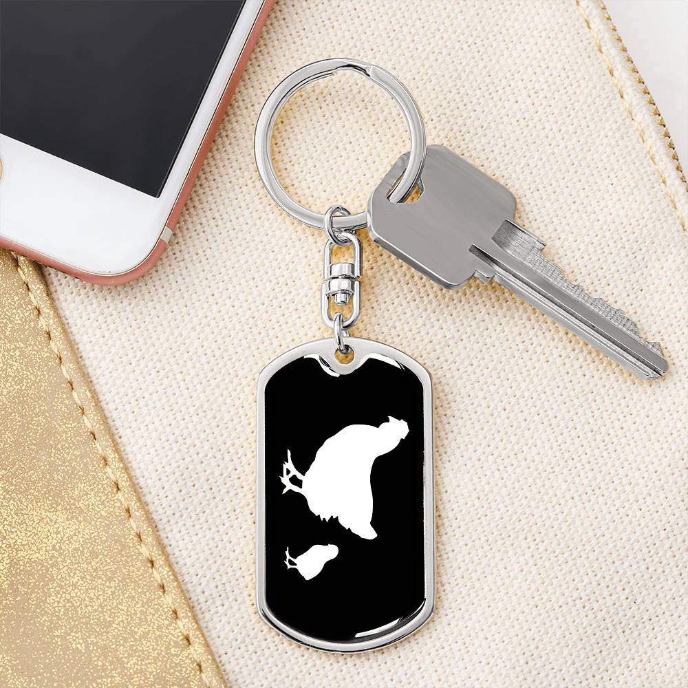 Mama Chicken With 1 Chick v3 - Luxury Dog Tag Keychain