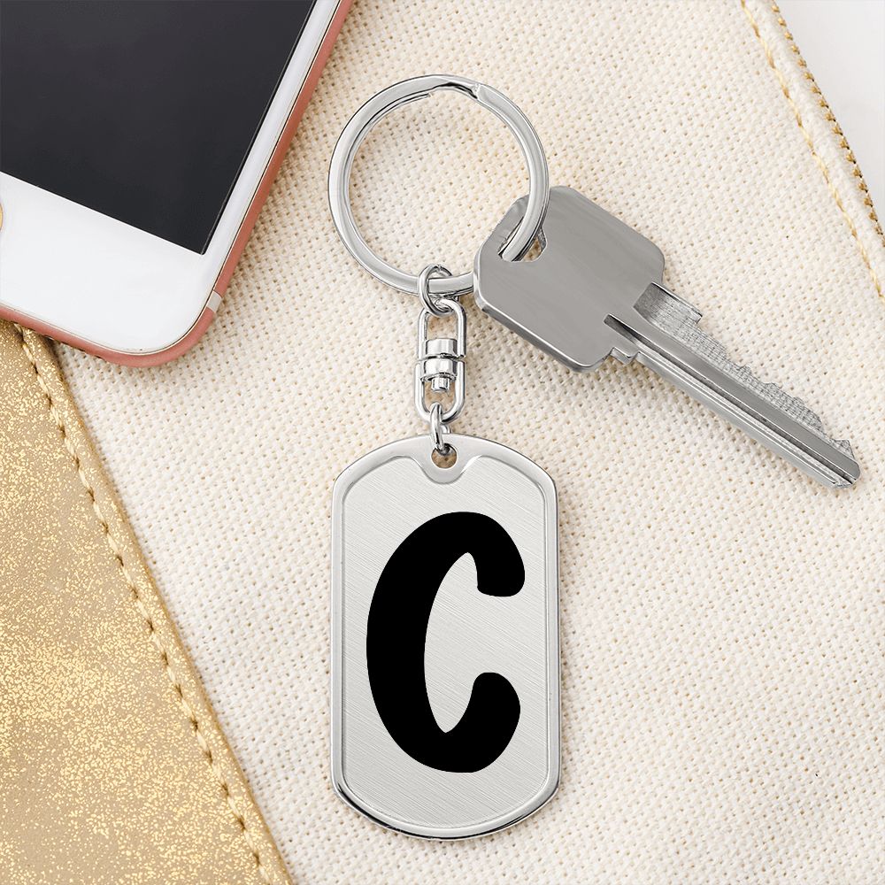 Initial C v1b - Luxury Dog Tag Keychain