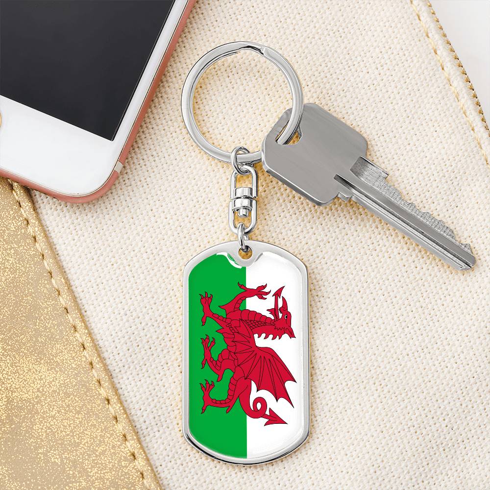 Welsh Flag - Luxury Dog Tag Keychain