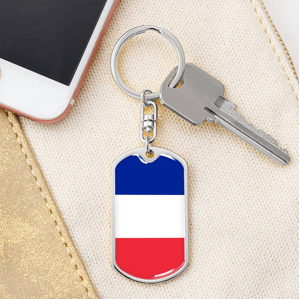 French Flag - Luxury Dog Tag Keychain
