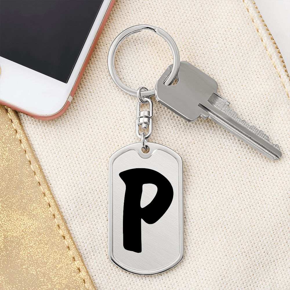 Initial P v1b - Luxury Dog Tag Keychain