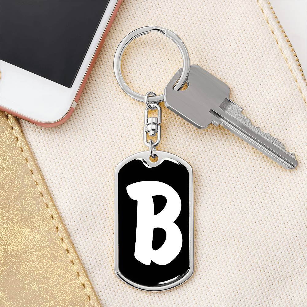 Initial B v3b - Luxury Dog Tag Keychain