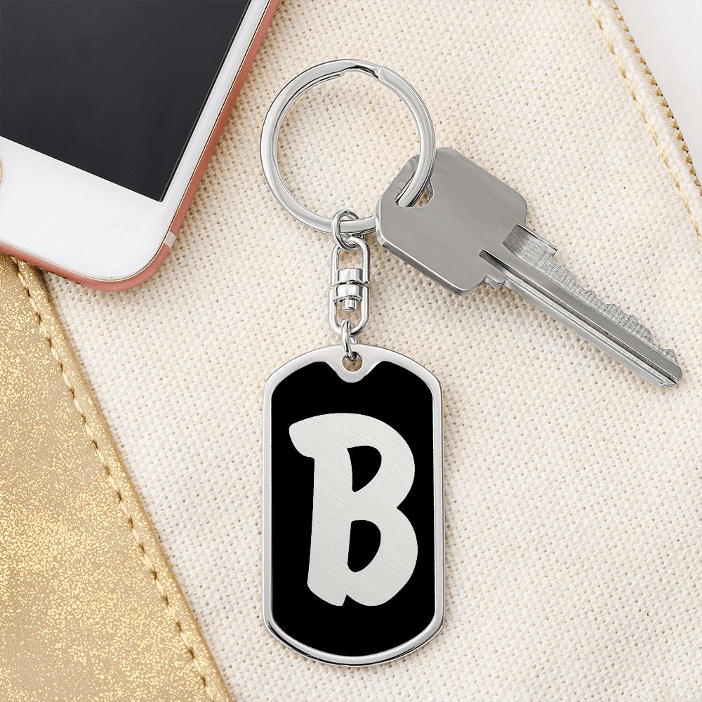 Initial B v2b - Luxury Dog Tag Keychain