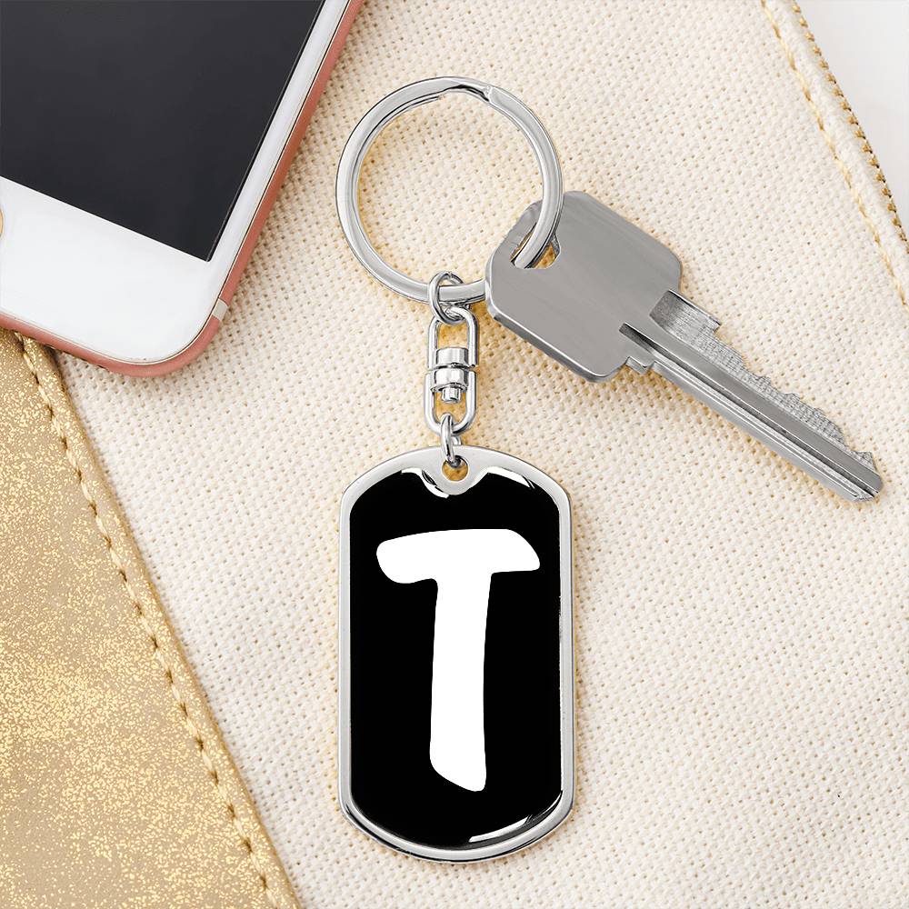 Initial T v3b - Luxury Dog Tag Keychain