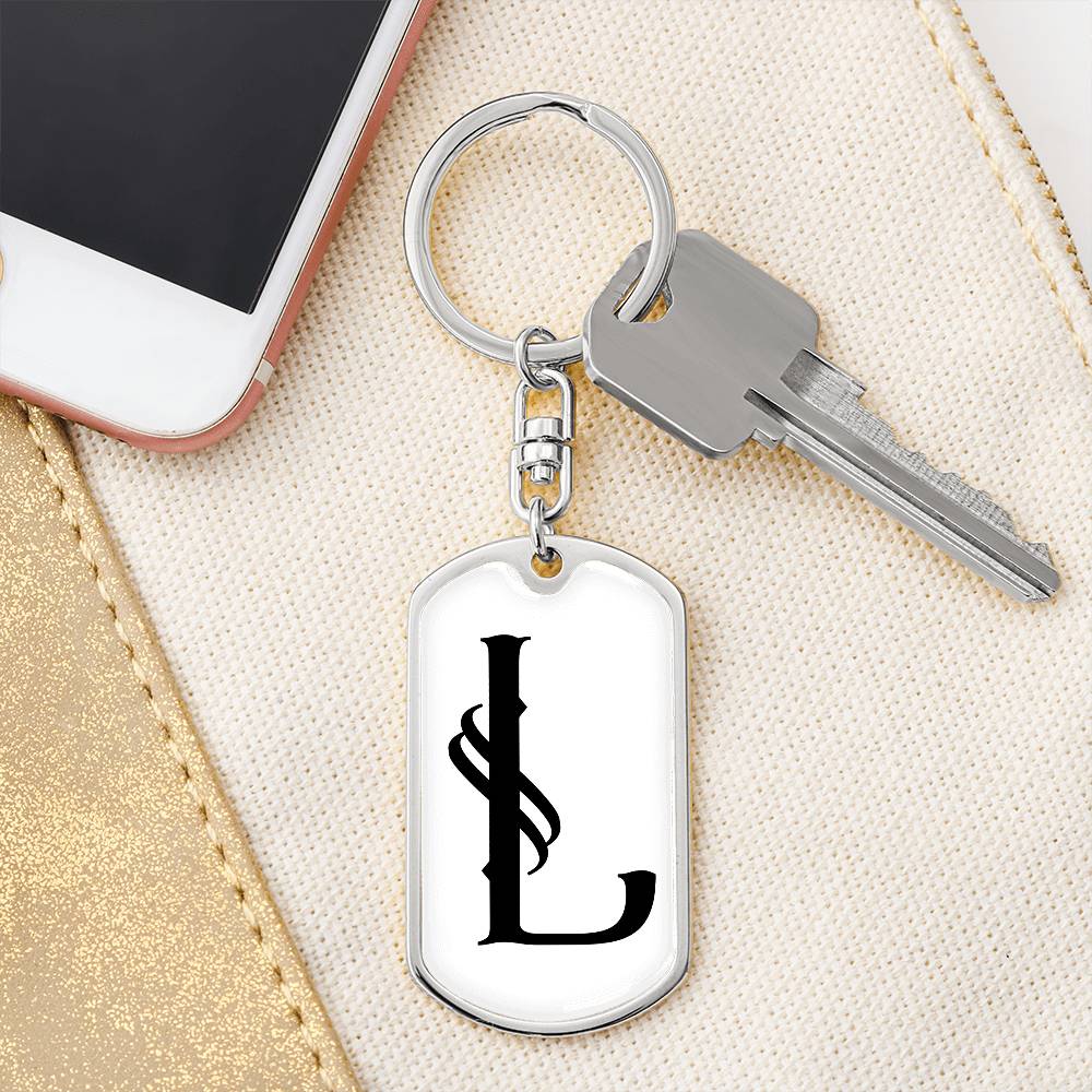 Initial L v001-14 - Luxury Dog Tag Keychain