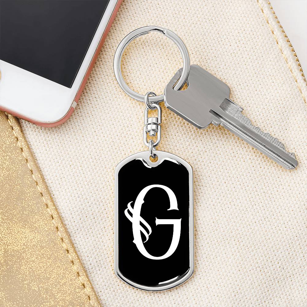 Initial G v001-13 - Luxury Dog Tag Keychain