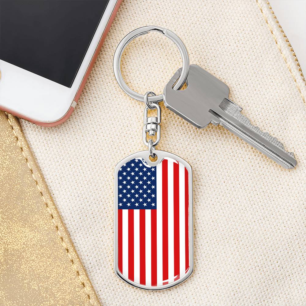 American Flag - Luxury Dog Tag Keychain