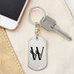 Initial W v001-11 - Luxury Dog Tag Keychain