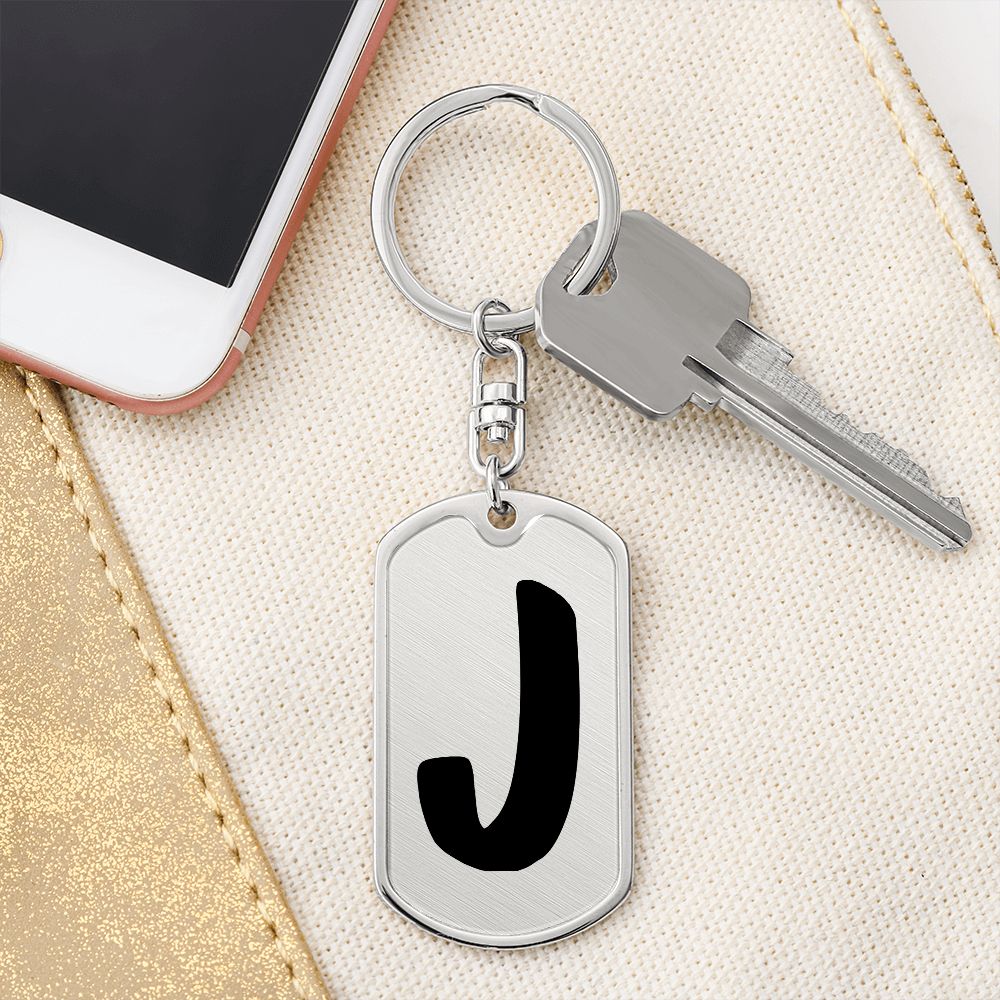 Initial J v1b - Luxury Dog Tag Keychain
