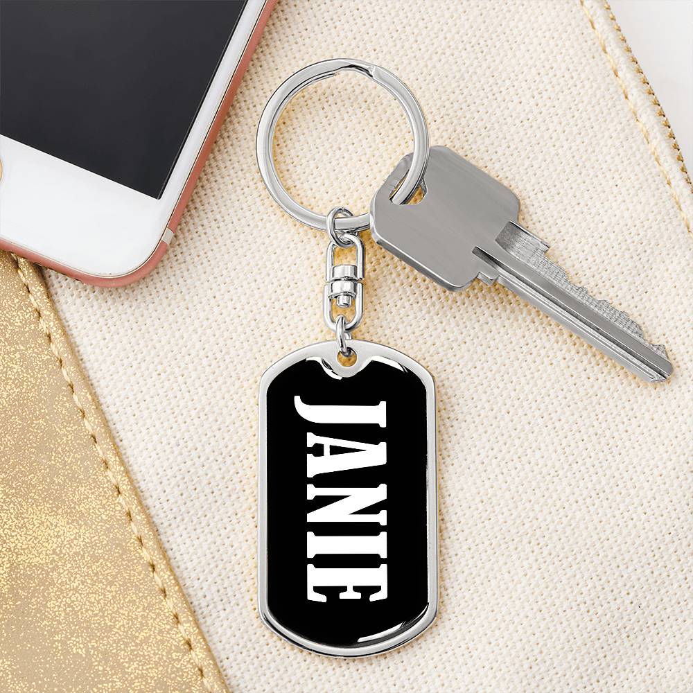 Janie v01w - Luxury Dog Tag Keychain