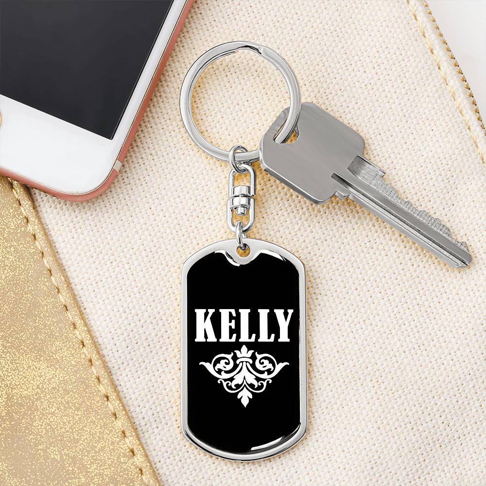 Kelly v03a - Luxury Dog Tag Keychain