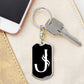 Initial J v001-13 - Luxury Dog Tag Keychain