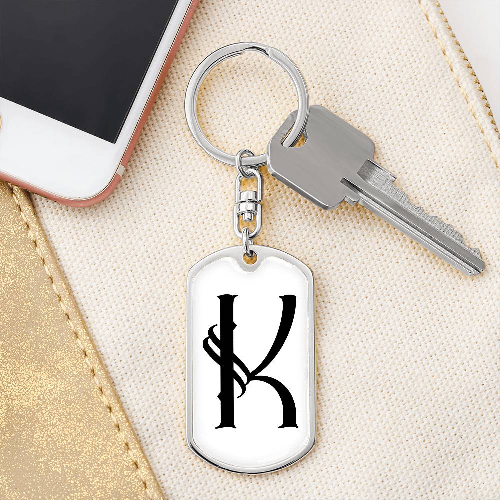 Initial K v001-14 - Luxury Dog Tag Keychain