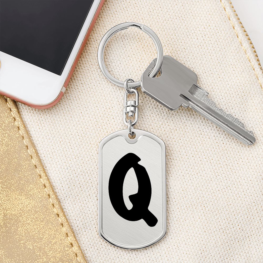 Initial Q v1b - Luxury Dog Tag Keychain
