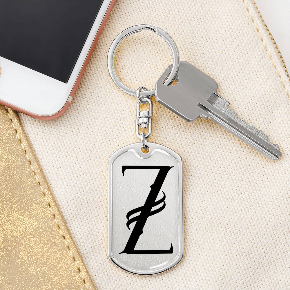 Initial Z v001-11 - Luxury Dog Tag Keychain