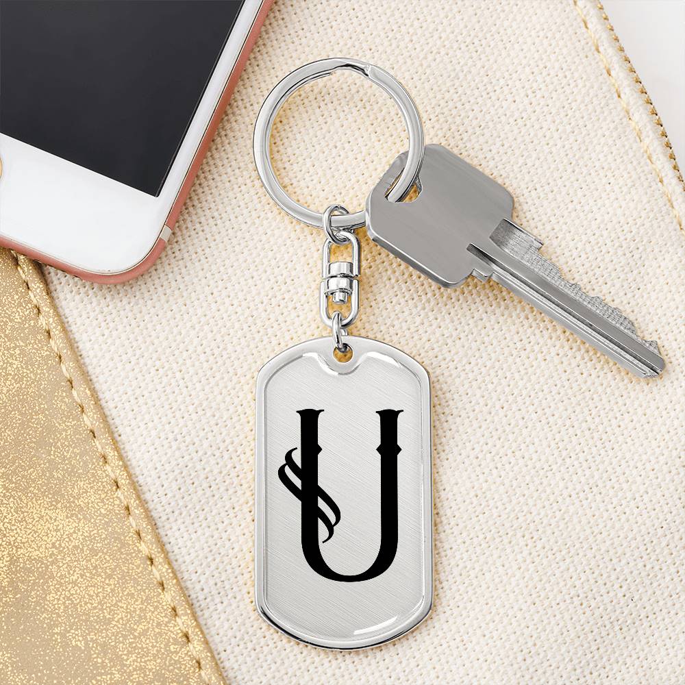 Initial U v001-11 - Luxury Dog Tag Keychain
