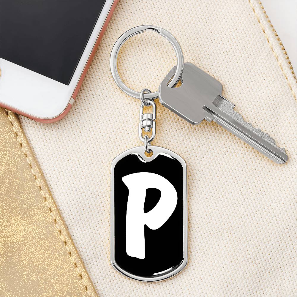 Initial P v3b - Luxury Dog Tag Keychain