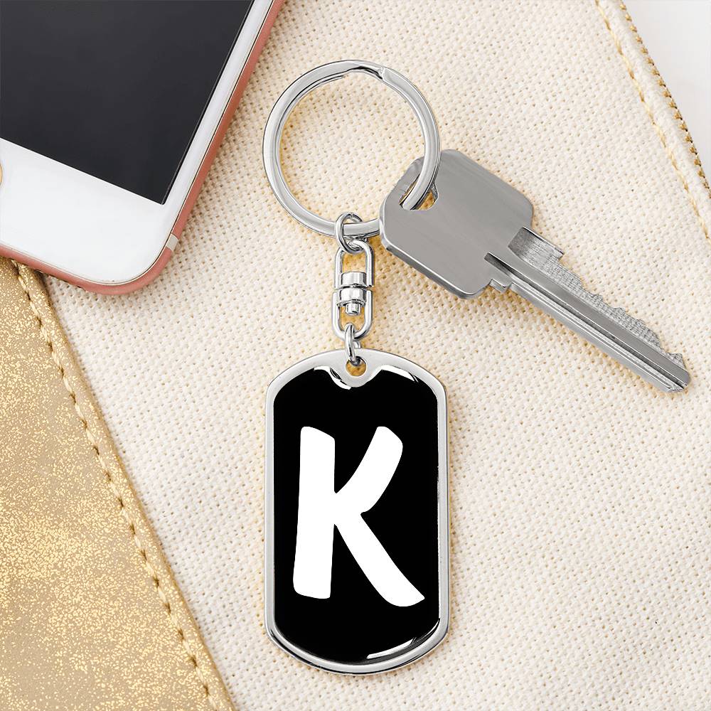 Initial K v3b - Luxury Dog Tag Keychain