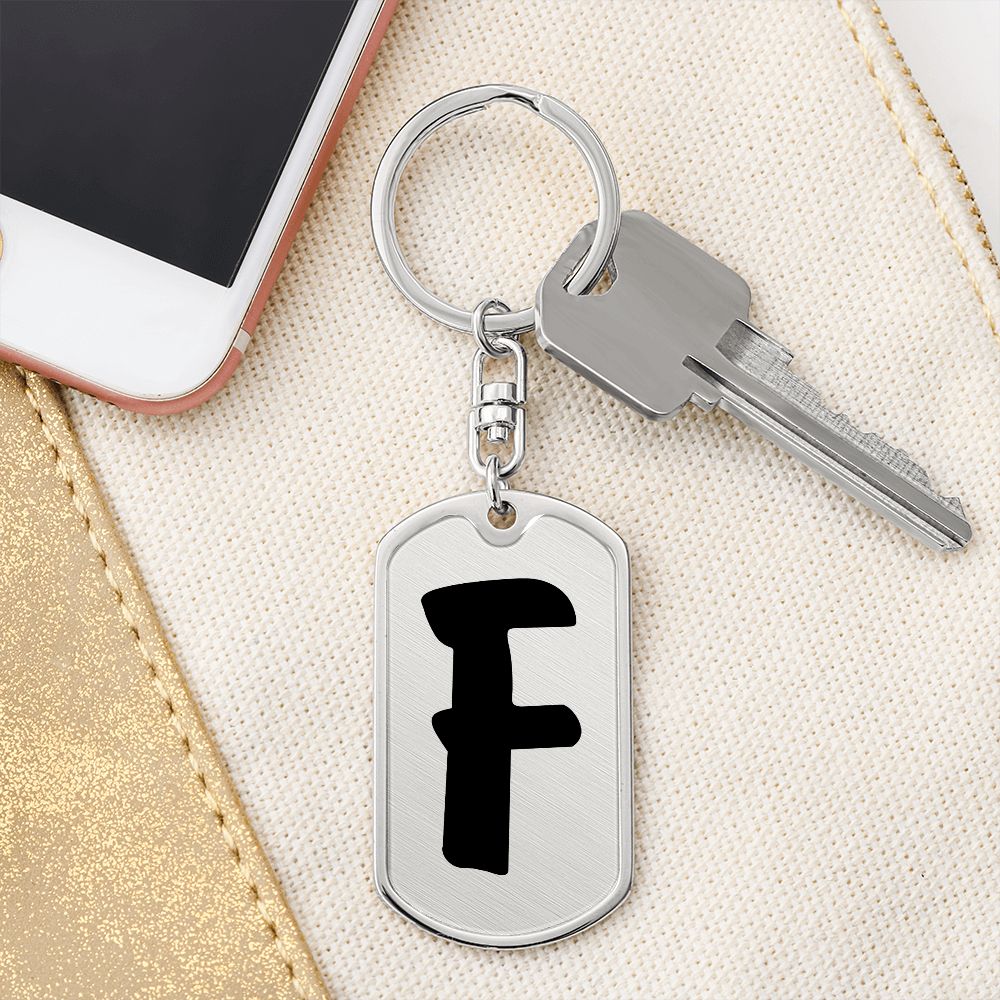 Initial F v1b - Luxury Dog Tag Keychain
