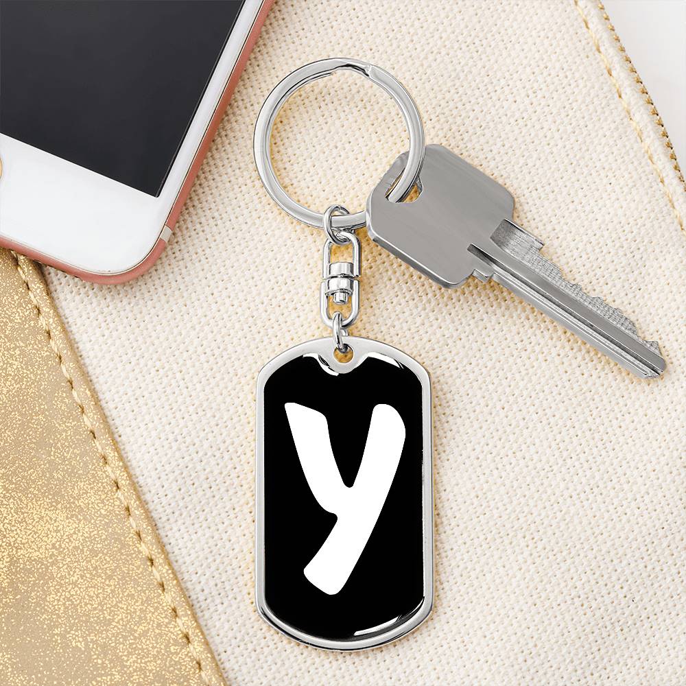 Initial Y v3b - Luxury Dog Tag Keychain