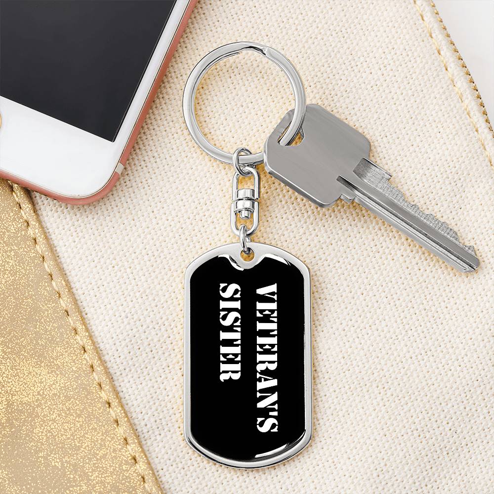 Veteran's Sister v3 - Luxury Dog Tag Keychain