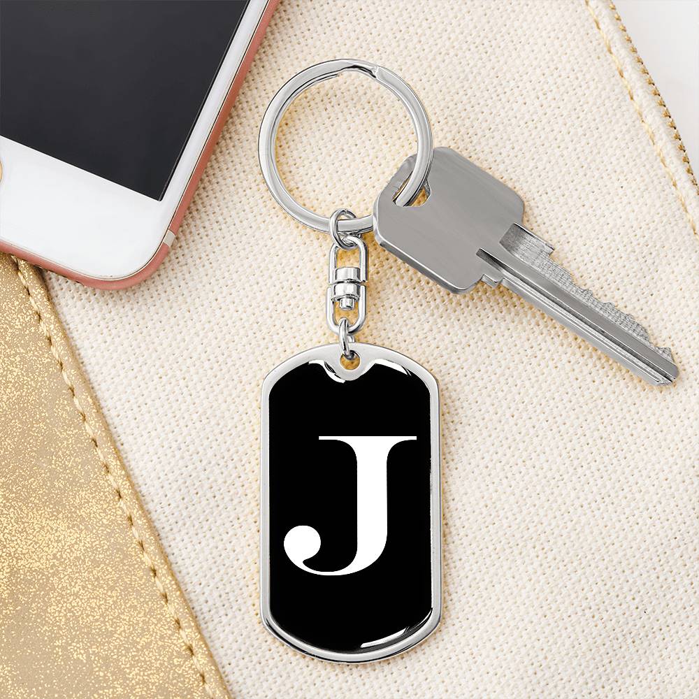 Initial J v3a - Luxury Dog Tag Keychain