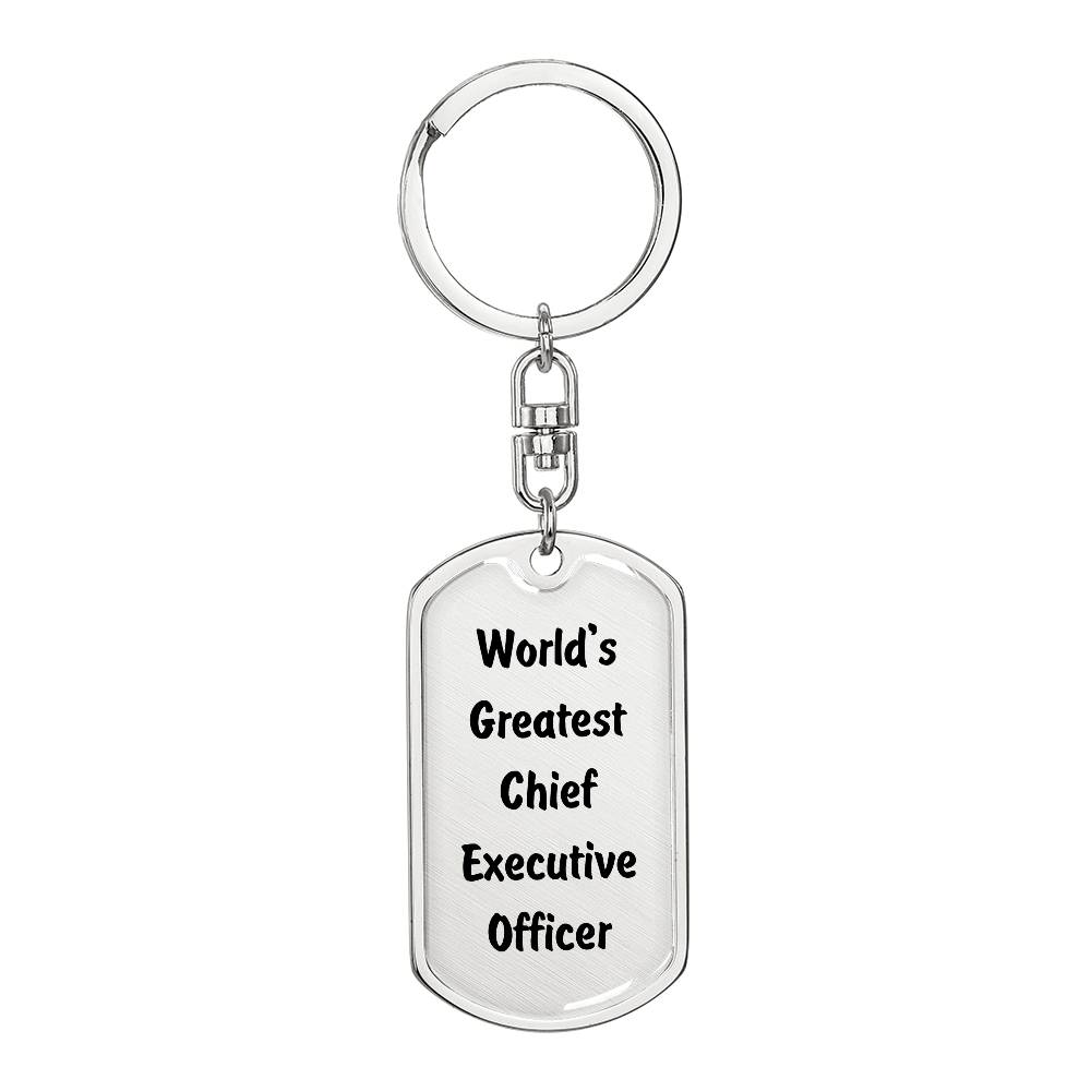 World's Greatest Chief Executive Officer - Luxury Dog Tag Keychain