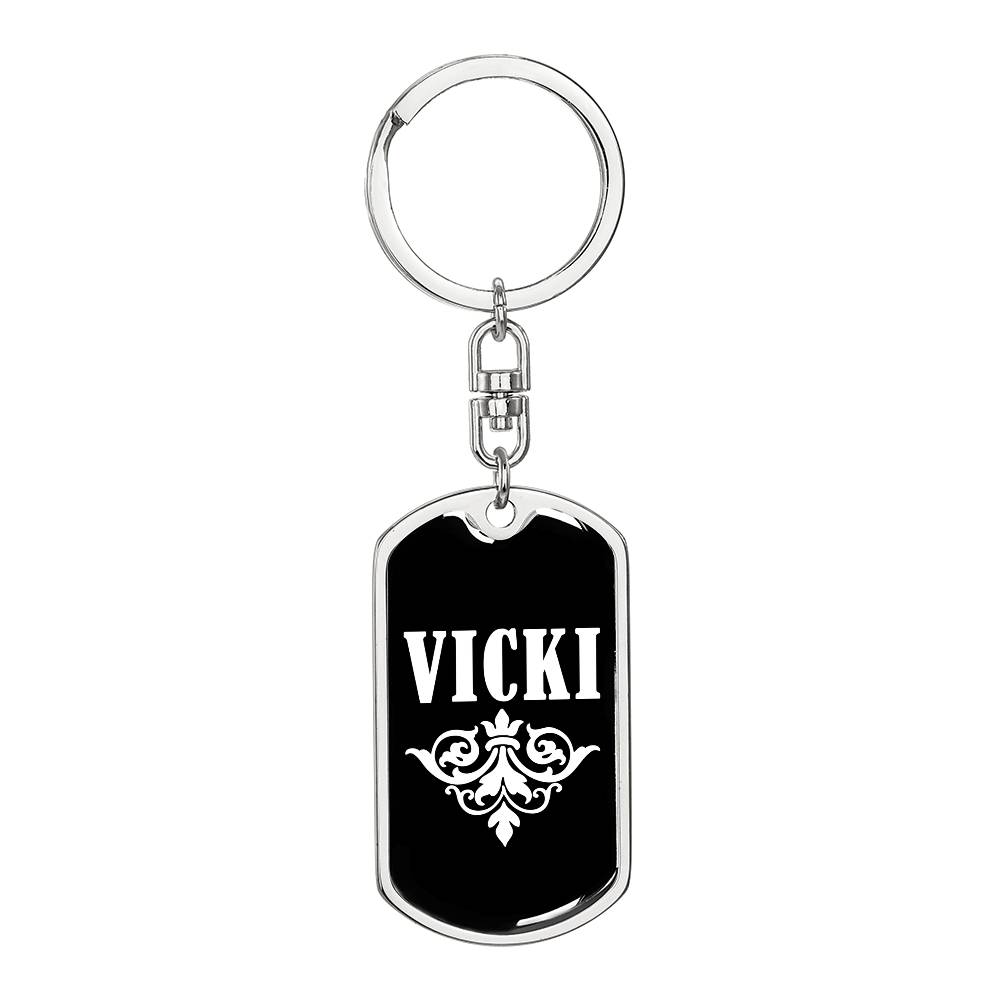 Vicki v03a - Luxury Dog Tag Keychain