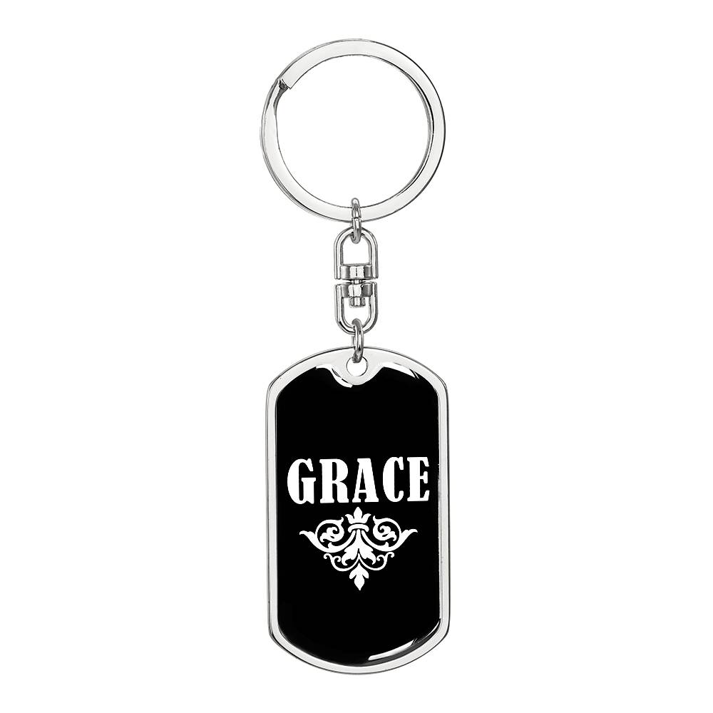 Grace v03a - Luxury Dog Tag Keychain