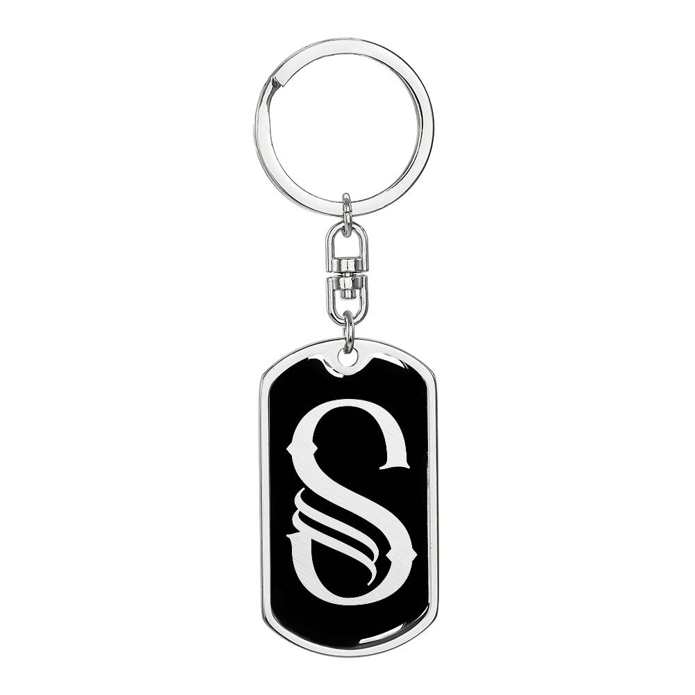 Initial S v001-12 - Luxury Dog Tag Keychain