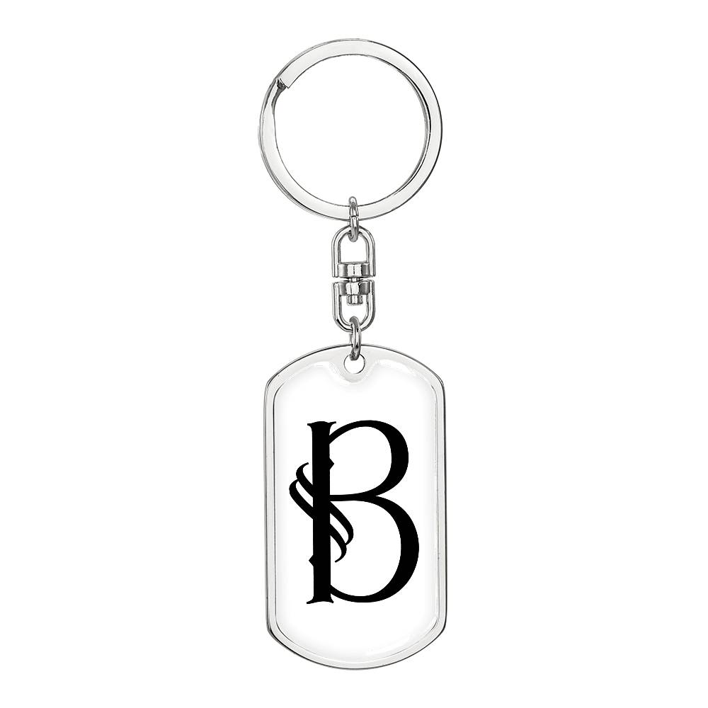 Initial B v001-14 - Luxury Dog Tag Keychain