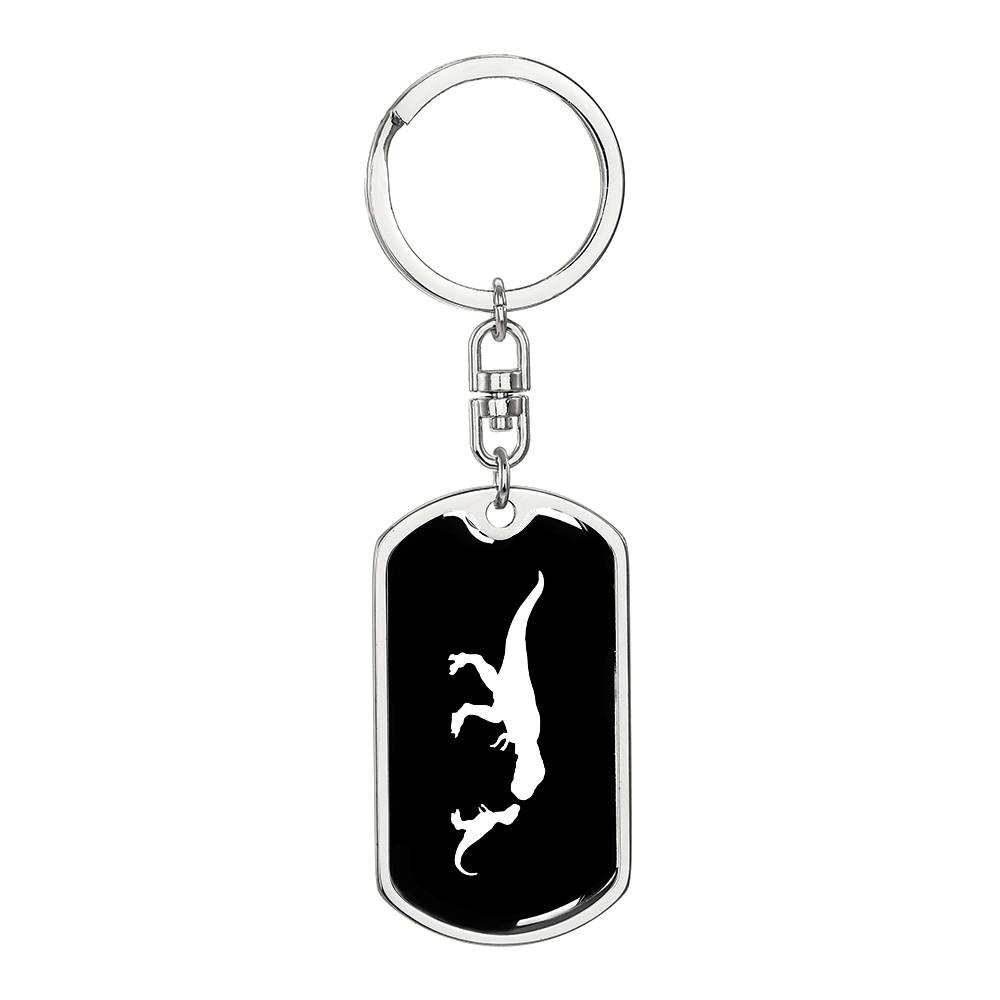 Mama Dinosaur With 1 Hatchling v3 - Luxury Dog Tag Keychain