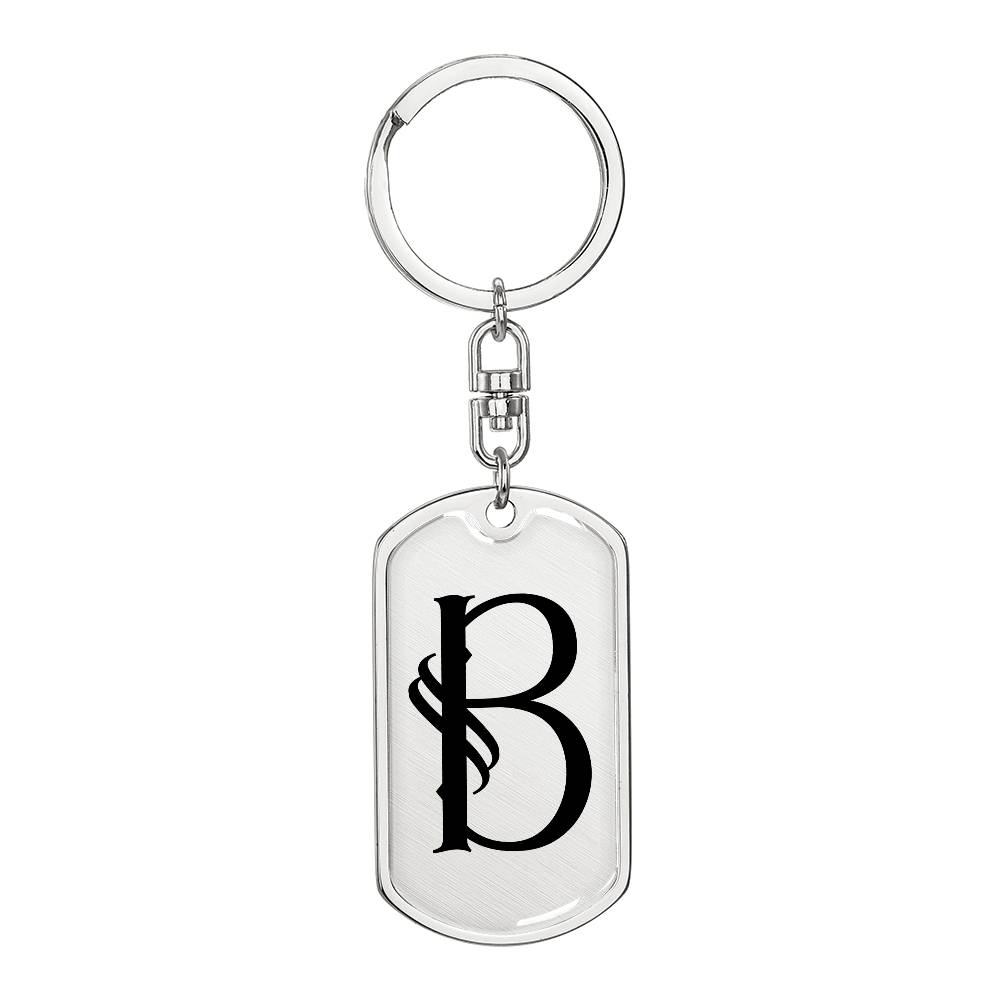 Initial B v001-11 - Luxury Dog Tag Keychain