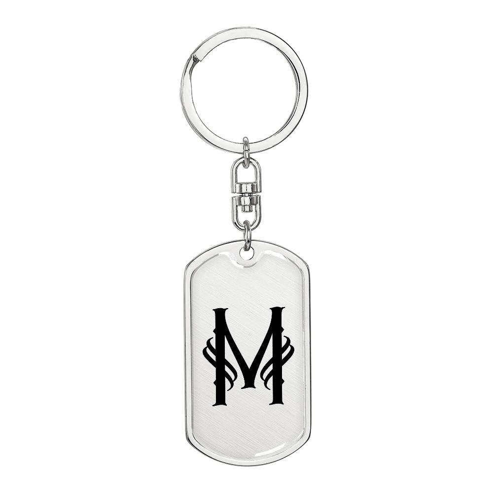 Initial M v001-11 - Luxury Dog Tag Keychain
