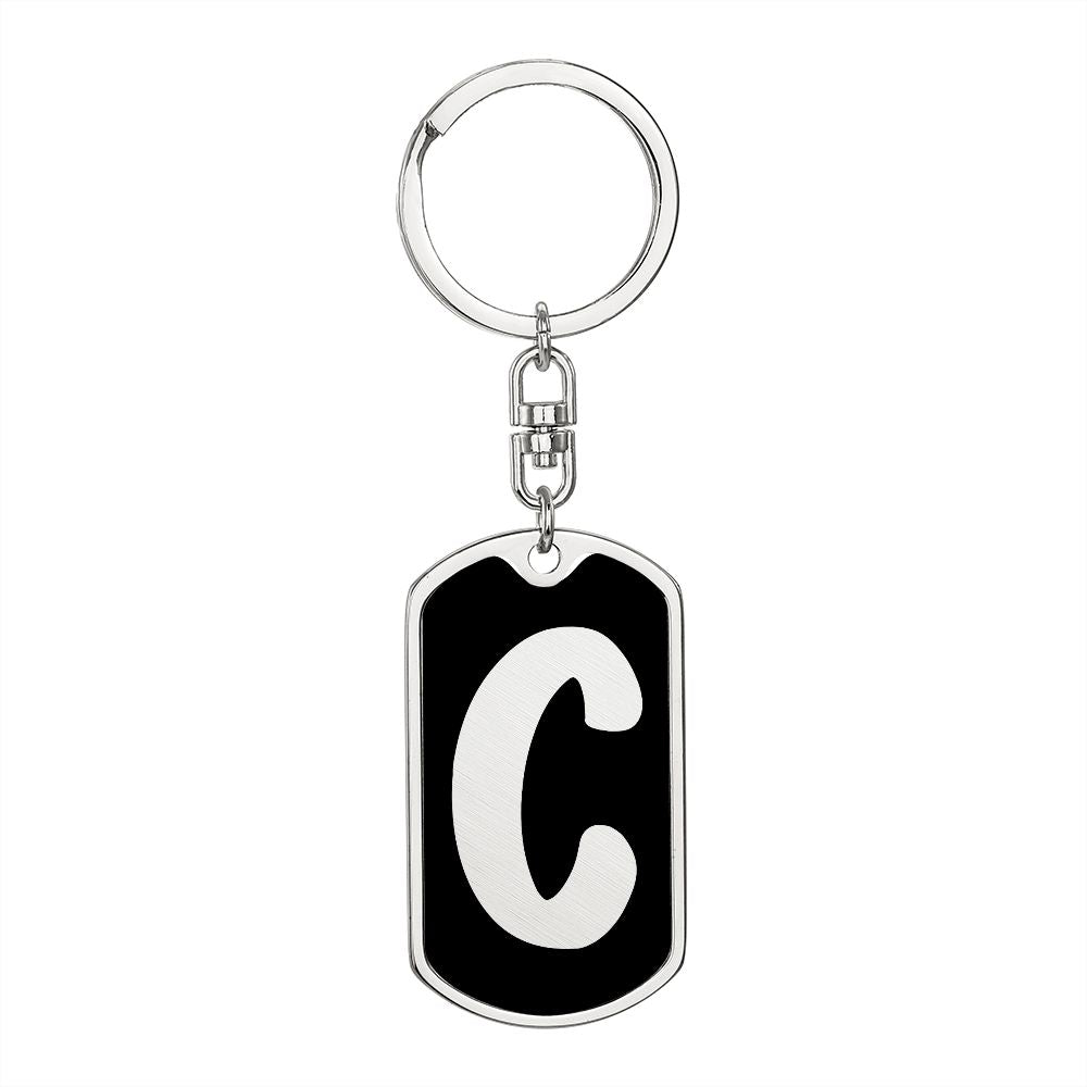 Initial C v2b - Luxury Dog Tag Keychain