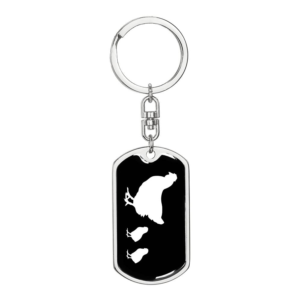 Mama Chicken With 2 Chicks v3 - Luxury Dog Tag Keychain