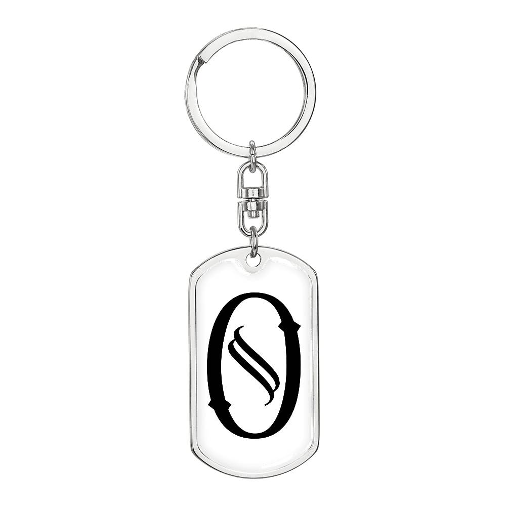 Initial O v001-14 - Luxury Dog Tag Keychain