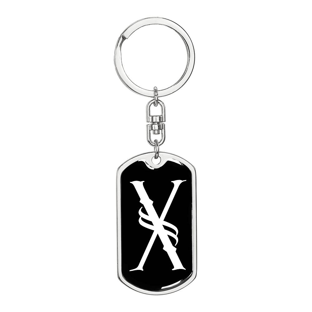 Initial X v001-13 - Luxury Dog Tag Keychain