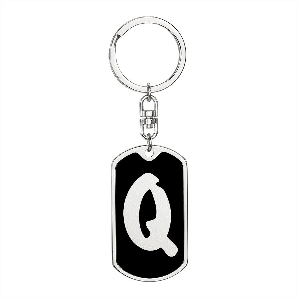 Initial Q v2b - Luxury Dog Tag Keychain