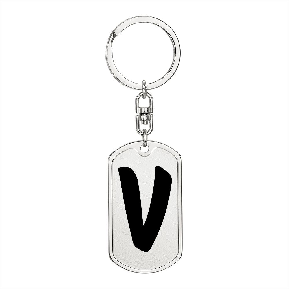 Initial V v1b - Luxury Dog Tag Keychain